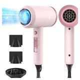 slopehill Professional Ionic Hair Dryer, Powerful 1800W Fast Drying Low Noise Blow Dryer with 2 Concentrator Nozzle 1 Diffuser Attachments for Home Salon Travel (Pottery Pink and Rose Gold) - Retail: 