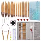 Aeelike Interchangeable Knitting Needles Set, 13 Pairs Circular Knitting Needles Set Bamboo Knitting Needles with Case Knitting Accessories for Socks Blankets Cushions - Retail: $37