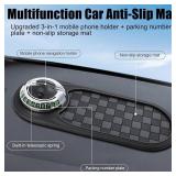 Multifunction Car Anti-Slip Mat, 2025 New Rotatable Anti Skid Car Dashboard Pad,Auto Phone Holder-Universal Non-Slip Car Mat, with Temporary Parking Numbe, for Phone Sunglasses Keys Gadgets (Silver) -
