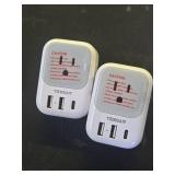 2 Pack European Plug Adapter USB C, TESSAN US to Europe Adapter 4 Outlets 3 USB Charger, Type C International Power Adaptor to Italy Spain France Portugal Iceland Germany, Europe Travel Essentials - R