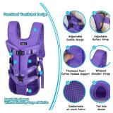PetBonus Pet Front Dog Carrier Backpacks, Adjustable Dog Backpack Carrier, Legs Out Easy-fit Dog Chest Carrier for Medium Small Dogs, Hands Free Dog Front Carrier for Hiking, Cycling (Purple, L) - Ret