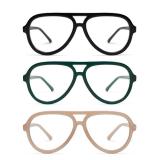 AMOMOMA 3 Pack Retro Oversized Aviator Reading Glasses for Women Men,Classic Large Reader Blue Light Computer Frame AM6111 C1+C3+C4 1.5X - Retail: $20