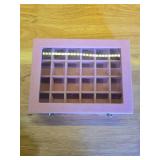 Vicoter Velvet Jewelry Box 24 Grid Jewelry Ring Display Organiser Box Tray Holder Earrings Storage Case for Girls Wife Mom Women (Pink) - Retail: $8