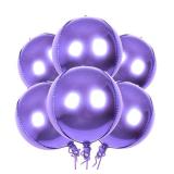 AULE Purple Party Balloon Decorations - Pack of 6, Jumbo 22 Inch 4D Metallic Purple Balloons, Large Foil Sphere Big Round Mylar Balloons - Retail: $7