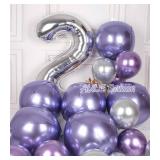 AULE Purple Party Balloon Decorations - Pack of 6, Jumbo 22 Inch 4D Metallic Purple Balloons, Large Foil Sphere Big Round Mylar Balloons - Retail: $7
