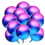 KatchOn, Purple Galaxy Balloons - 22 Inch, Pack of 12 | Round 4D Metallic Balloon for Galaxy Birthday Party Decorations | Iridescent Balloon | Purple and Blue Balloons for Mermaid Party Decorations - 