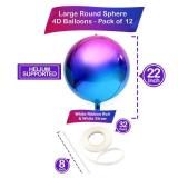 KatchOn, Purple Galaxy Balloons - 22 Inch, Pack of 12 | Round 4D Metallic Balloon for Galaxy Birthday Party Decorations | Iridescent Balloon | Purple and Blue Balloons for Mermaid Party Decorations - 