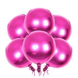 AULE Hot Pink Party Balloon Decorations - Pack of 6, Jumbo 22 Inch 4D Metallic Hot Pink Balloons, Large Foil Sphere, Big Round Mylar Balloons - Retail: $7