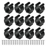 Tiekerbilir 12-Piece Pool Cue Holder Clamps - Black Billiards Snooker Cue Locator - Regular Fishing Rod Storage Clips (Medium, Includes Screws) - Retail: $340