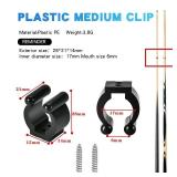 Tiekerbilir 12-Piece Pool Cue Holder Clamps - Black Billiards Snooker Cue Locator - Regular Fishing Rod Storage Clips (Medium, Includes Screws) - Retail: $340