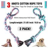 XIGOU Dog Rope Toy, 2 Pcs Indestructible Dogs Toys, Dog Chew Toys for Aggressive Chewers, Tough Puppy Teething Chew Toys for Boredom, Dental Cleaning Tug of War Dog Toy, Great for Small to Large Breed