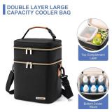 BABEYER Breastmilk Cooler Bag with Ice Pack Fits 6 Baby Bottles Up to 9 Ounce, Double Deck Leak-Proof Baby Bottles Bag with Shoulder Strap for Nursing and Working Mom, Black - Retail: $23
