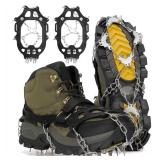 24 Spikes Crampons for Shoes, Anti Slip Ice Cleats for Shoes and Boots, Traction Ice Snow Grip with Stainless Steel Spikes and Silicone Men Women for Hiking, Walking, Climbing, Jogging,Fishing Large -