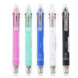 Baile 6 in 1 Multifunctional Ballpoint Pens 5 Colors 0.7 mm Ballpoint Pen and 0.5 mm Mechanical Pencil in One Pen, Pack of 5 - Retail: $14