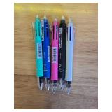Baile 6 in 1 Multifunctional Ballpoint Pens 5 Colors 0.7 mm Ballpoint Pen and 0.5 mm Mechanical Pencil in One Pen, Pack of 5 - Retail: $14