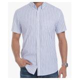 Short Sleeve Striped Button-Down Shirt Size Medium  - Retail: $25
