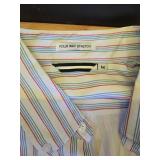 Short Sleeve Striped Button-Down Shirt Size Medium  - Retail: $25