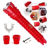 HDWY 8 in 1Multifunctional Kitchen Faucet Sink Basin Wrench, Kitchen Drain Tub Removal nut Plumbing Plumber, for Tight Spaces Installation and Repairs Tools - Retail: $10
