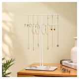 Necklace Holder Jewelry Stand Organizer for Necklaces and Bracelets, Metal Display Stand, Gift for Women, Ideal for Home, Bedroom, or Vanity, White MISSING BOLT -