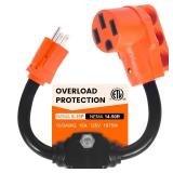 Gociean Overload Protector 50 Amp to 110 Volt RV Adapter with Circuit Breaker, 50 Amp to 15 Amp  20 Amp Household AdapterNot for EV, NEMA 5-15P to NEMA 14-50R Power Adapter with LED Power Indicator - 