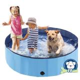 Eooqi Foldable Dog Pool, Portable Pet Bath Tub and Kiddie Swimming Pool, Collapsible Bathtub for Puppies, Small, Medium and Large Dogs, Cats and Kids, 48 x 12 in, Blue - Retail: $33