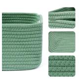 MiniArk Small Storage Baskets for Organizing | Closet Organizer Bins | Shelf Toy Basket | Woven Rope Baskets | Cube Decorative Box | Shallow Basket | 13x8.5x5.1 | 3 Packs Green - Retail: $32