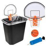 ArtCreativity Mini Basketball Hoop Trash Can Set, Includes Clip-On Hoop with Backboard, Inflatable Ball and Pump, Fun Indoor Basketball Hoop for Kids, Office Toys, Trashketball Classroom Games - Retai