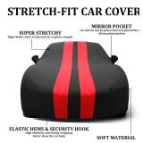 WinPower Indoor Sports Car Cover, Stretch Dustproof Protection Fit 164-181 Inch Full Car Cover for Underground Garage Car Show, Black and Red - Retail: $90