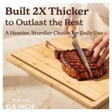 SMIRLY Bamboo Wooden Cutting Boards for Kitchen, Set of 3 Large - Small, Bamboo Wood Cutting Board Set with Deep Juice Grooves, Non Toxic Serving Tray, Perfect Motherfts Day Gifts - Retail: $38