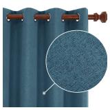 Deconovo Total Blackout Curtains Linen Curtains Room Darkening Curtains with Grommets for Bedroom Living Room Kids Room, 2 Panels?Aegean Blue?52Wx84L Inch - Retail: $33