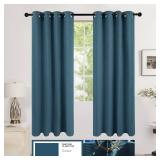 Deconovo Total Blackout Curtains Linen Curtains Room Darkening Curtains with Grommets for Bedroom Living Room Kids Room, 2 Panels?Aegean Blue?52Wx84L Inch - Retail: $33