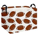 Sanjiaofen Rectangular Football Basket,Kids Baskets for Kids.Waterproof PE Coating Cute Bins with Handles.Boys Basket,Toys Box,Books Baskets,Gifts Box. (Rugby) - Retail: $27