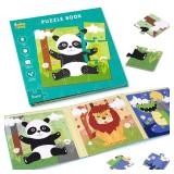 Magnetic Puzzles for Kids Ages 2-4, Montessori Toys Advanced Version 9-12-16 Piece Animal Jigsaw Puzzles Book for Toddlers, Travel Games, Preschool Educational Learning Toys for 3-5 Year Old Gifts - R