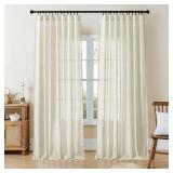 Joydeco Linen Curtains 108 Inch Length 2 Panel Sets,Light Filtering Curtains for Bedroom 52 Inch Wide Living Room Drapes with Back Tabs and Rod Pockets (W52 x L108 Inch, Beige) - Retail: $46