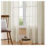 Joydeco Linen Curtains 108 Inch Length 2 Panel Sets,Light Filtering Curtains for Bedroom 52 Inch Wide Living Room Drapes with Back Tabs and Rod Pockets (W52 x L108 Inch, Beige) - Retail: $46