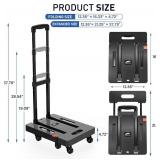SPACEKEEPER Folding Hand Truck, 500 LB Heavy Duty Luggage Cart, Utility Dolly Platform Cart with 6 Wheels and 2 Elastic Ropes for Luggage, Travel, Moving, Shopping, Office Use, Black - Retail: $47
