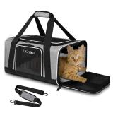 Petskd Pet Carrier 17x11x9.5 Alaska Airline Approved,Pet Travel Carrier Bag for Small Cats and Dogs, Soft Dog Carrier for 1-10 LBS Pets,Dog Cat Carrier with Safety Lock Zipper(Grey) - Retail: $40