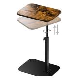 Side Table Sofa Tray for Couch Heavy Metal Base SwivelAdjustable Height, Sofa Bed Bathroom Study TV Tray C Shaped End Table Food Snack Trays for Eating - Retail: $36