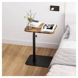 Side Table Sofa Tray for Couch Heavy Metal Base SwivelAdjustable Height, Sofa Bed Bathroom Study TV Tray C Shaped End Table Food Snack Trays for Eating - Retail: $36