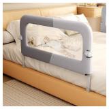 Abdtech Bed Guard Rail for Toddlers - 47 inches Lift Foldable Toddler Bed Rails for Kids - Safety Baby Bed Rail Guard with Reinforced - Great Fit for Kids Twin Double, Full Size, Queen, King Size - Re