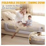 Abdtech Bed Guard Rail for Toddlers - 47 inches Lift Foldable Toddler Bed Rails for Kids - Safety Baby Bed Rail Guard with Reinforced - Great Fit for Kids Twin Double, Full Size, Queen, King Size - Re
