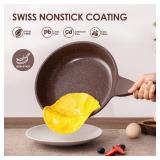 SENSARTE Nonstick Frying Pan Skillet, Non Stick Omelette Pan, Healthy Stone Cookware Cheffts Pan PFOA Free, Toffee Brown (9.5 Inch) - Retail: $26
