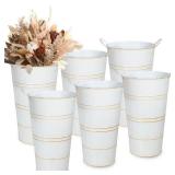 12 Inch Galvanized Metal Vases for Flowers - 6 Pcs Farmhouse Decorative Tall Flower Bucket with Handles, Rustic French Tin Planter Buckets for Wedding Decor (White) - Retail: $51