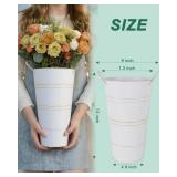 12 Inch Galvanized Metal Vases for Flowers - 6 Pcs Farmhouse Decorative Tall Flower Bucket with Handles, Rustic French Tin Planter Buckets for Wedding Decor (White) - Retail: $51