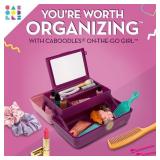 Caboodles On-The-Go Girl Makeup Box, Two-Tone Pink on Violet, Hard Plastic Makeup Organizer Box, Built-In Mirror, Secure Latch for Safe Travel, Spacious Storage for Large Items - Retail: $28
