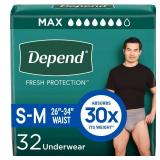 Depend Fresh Protection Adult Diapers, Incontinence Underwear for Men, Disposable, Maximum, SmallMedium, Grey, 32 Count, Packaging May Vary - Retail: $21