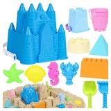 FUSPWEAO Beach Toys Sand Toys for Kids, Sand Castle Toys with Castle Bucket, Sand Molds, Shovel and Rake, Sandbox Toy for Toddlers 1-3 4 5 6 7 8 9 10 12, Beach Summer Accessories for Kids - Retail: $1