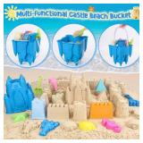 FUSPWEAO Beach Toys Sand Toys for Kids, Sand Castle Toys with Castle Bucket, Sand Molds, Shovel and Rake, Sandbox Toy for Toddlers 1-3 4 5 6 7 8 9 10 12, Beach Summer Accessories for Kids - Retail: $1