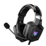 Gaming Headset with Microphone, Gaming Headphones Compatible for PS4 PS5 Xbox PC with RGB Lights, PlayStation Headset with Noise Reduction 7.1 Surround Sound Over-Ear and Wired 3.5mm Jack (Black) - Re