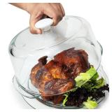 MNSZRYBO Tall Glass Microwave Splatter Cover for Food with Vent Hole 100percent Food Safe 10in Plate Splatter Guard Lid with Ceramic Knob BPA Free Cookware Serving Dish Cover Dishwasher Safe